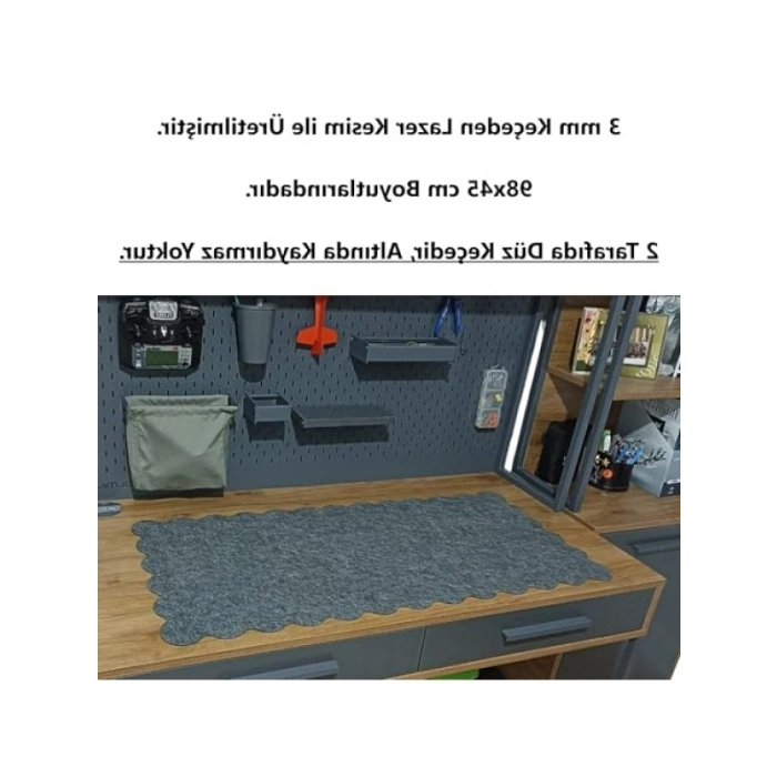 Kıvrımlı Kenarlı Keçe Mouse Pad - 98x45 cm Antrasit