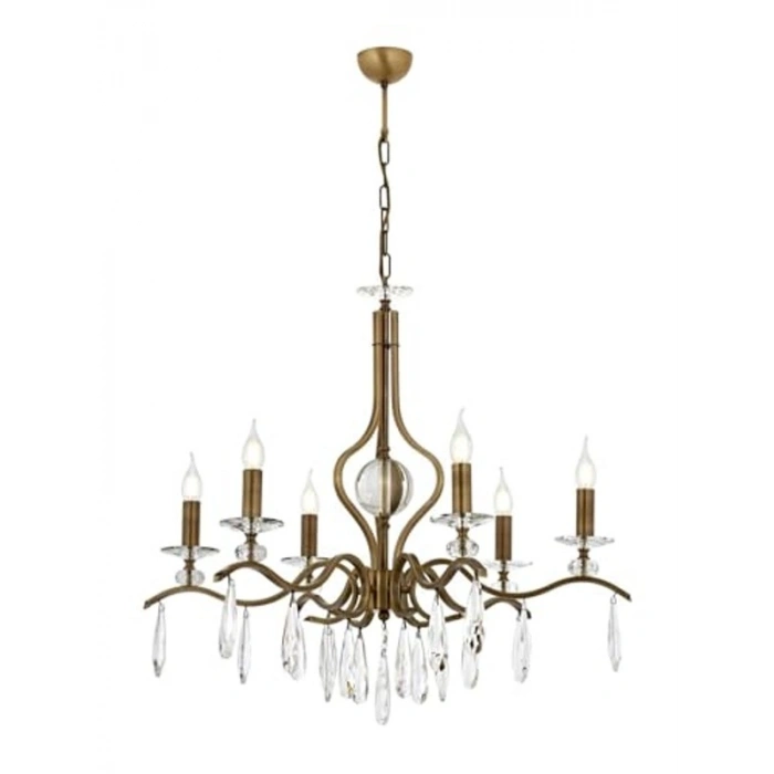 Klasik Avize, 80 cm Metal Kristal Eskitme Kaplama