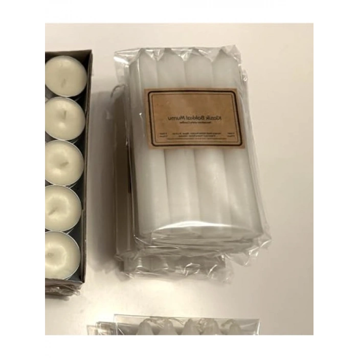 Klasik Beyaz Paraffin Mum Seti - 4lü Paket