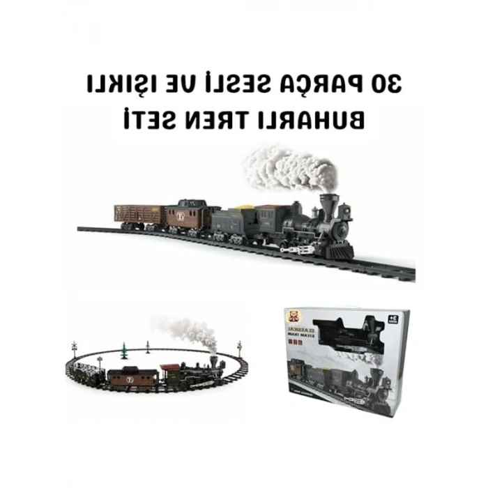 Klasik Buharlı Tren Seti, 30 Parça ve 135 cm Ray Uzunluğu ile Gerçek Buhar Efekti
