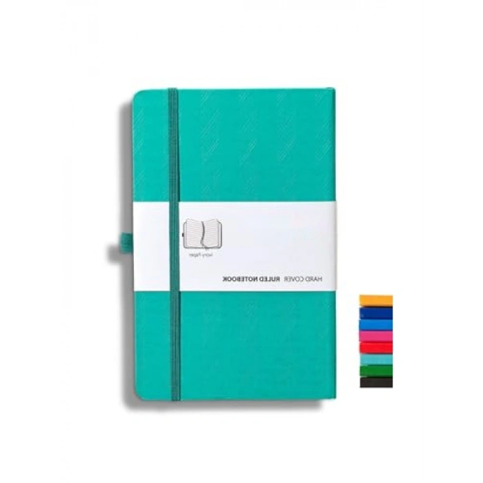 Klasik Çizgili Defter - 13x21 cm, Yeşil Desenli