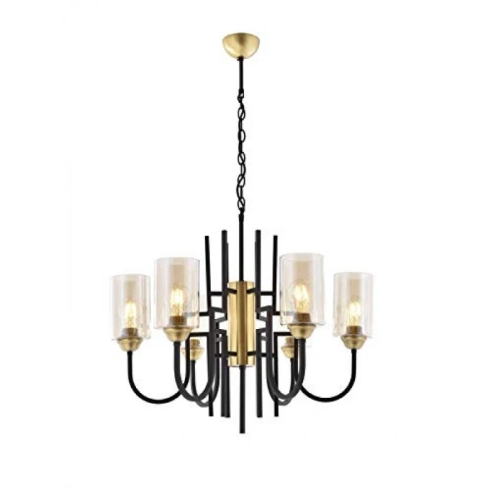 Klasik Eskitme Avize, Metal ve Cam, 6 Adet Ampül Duy