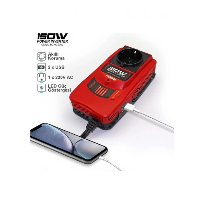 Kobb KBN150 12V/220V 150WATT Modifiye Sinüs Dönüştürücü Invertör