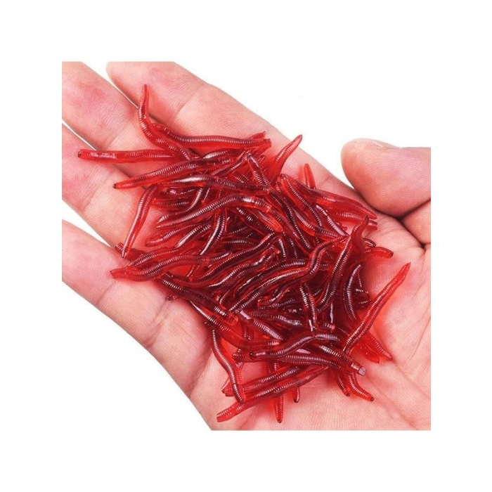 Kokulu Yapay Silikon Solucan, 3,5 cm, 100 Adet Paket