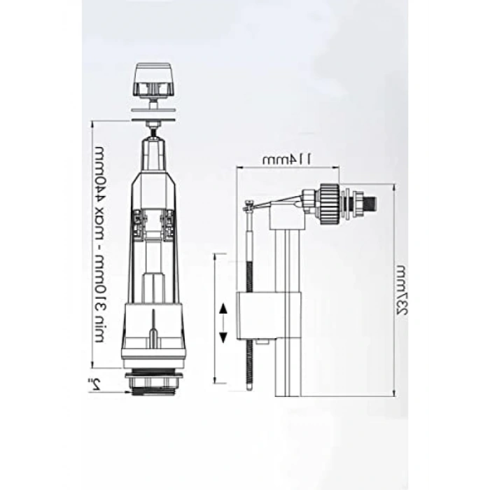 Kolay Kurulumlu Klozet İç Rezervuar Takımı, Tek Ebat