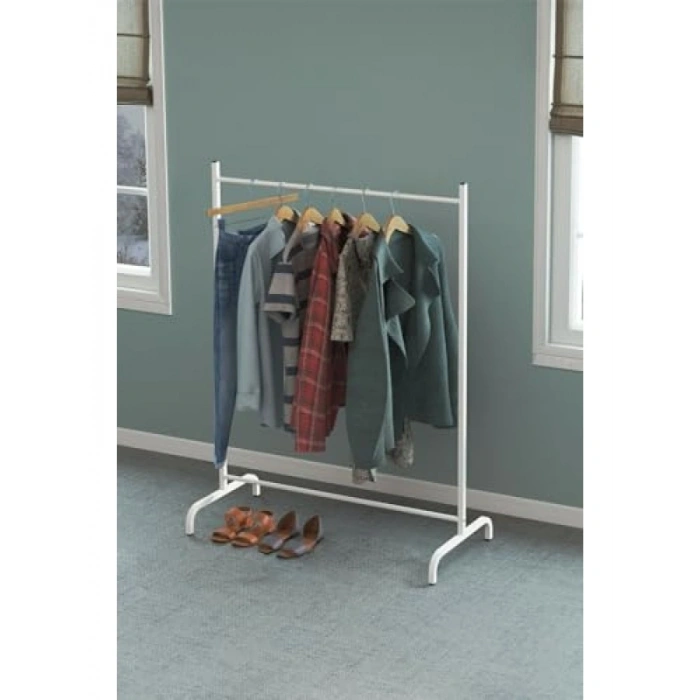 Kolay Montajlı Ayaklı Elbise Askılığı - Beyaz