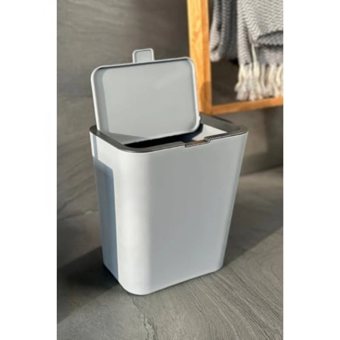 Kompakt Flip Çöp Kovası - Modern Tasarım, Gri