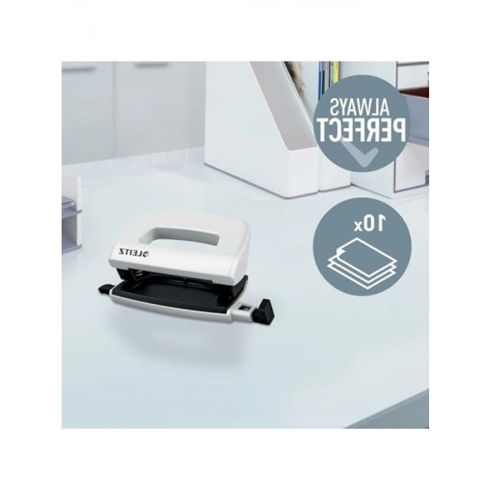Kompakt Metal Mini Delgeç, 10 Sayfa Kapasiteli, Beyaz