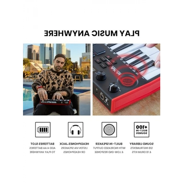 Kompakt MIDI Klavye Controller - Dahili Hoparlör ve Yazılım Paketi