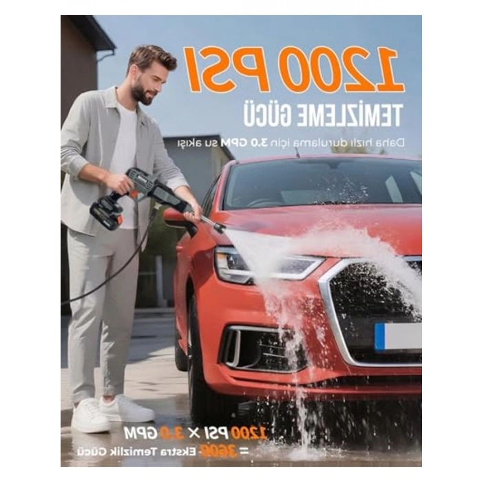 Kömürsüz Şarjlı Yüksek Basınçlı Yıkama Seti, 4.0 Ah Akü ile