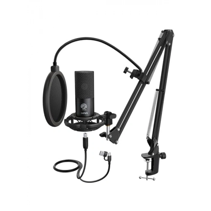 Kondansatör USB Mikrofon Kiti, Ayarlanabilir Stand ve Şok Montaj ile