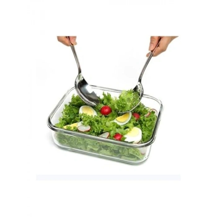 Konik Dikdörtgen Cam Saklama Kabı, 980 ml