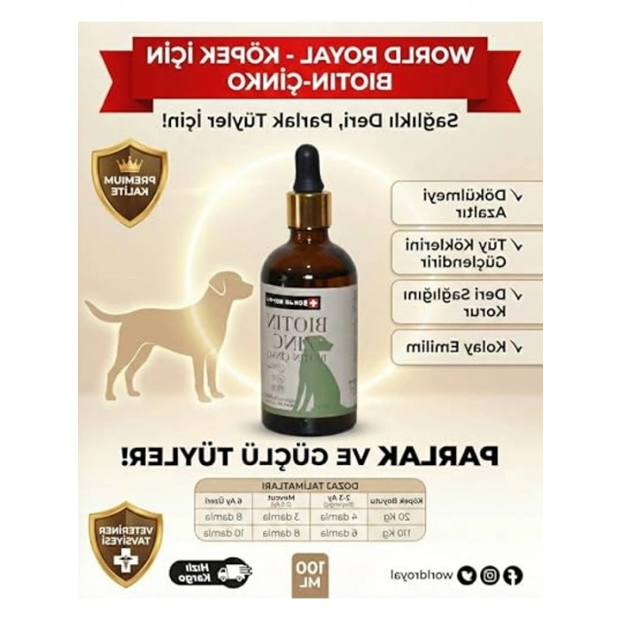 Köpek Vitamin Biotin & Çinko, Parlak Tüy ve Sağlıklı Deri için