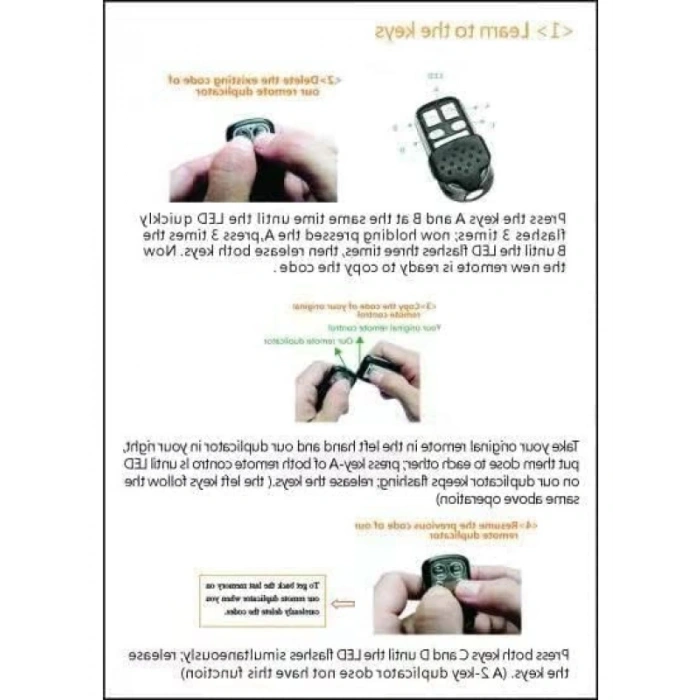 Kopyalanabilir Araba ve Garaj Kumandası 433Mhz