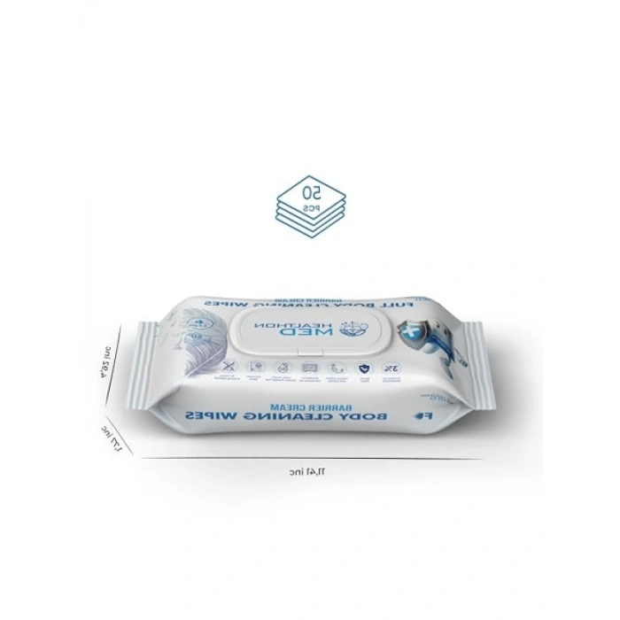 Koruyucu Krem İçerikli Islak Vücut Temizleme Mendili (50li Set)