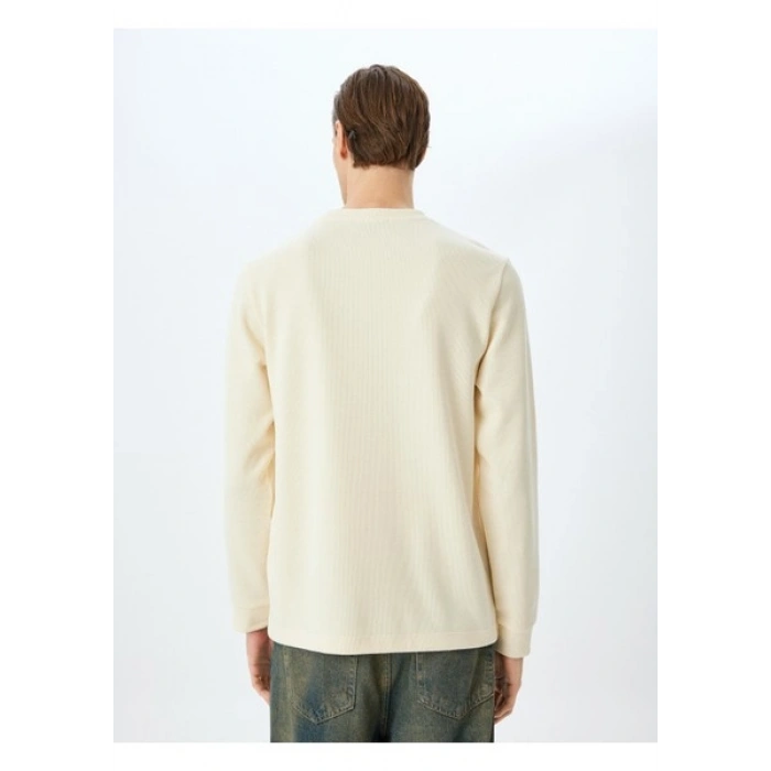 Koton Pamuk Karışımlı Dokulu Basic Bisiklet Yaka Sweatshirt