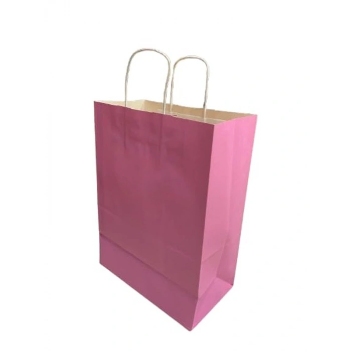 Koyu Pembe Kraft Kağıt Çanta, 25x31x12 cm Boyutunda