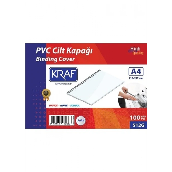 Kraf Cilt Kapağı A4 160 Mic. 100LÜ Şeffaf 512 gr