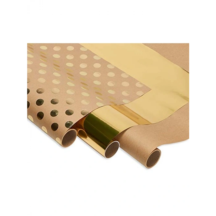 Kraft Ambalaj Kağıdı, Altın Puantiyeli, 3 Rulo