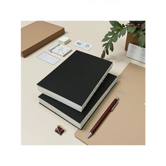 Kraft Kapaklı A5 Defter, 180 Derece Açılabilir, Kareli Sayfalar, El İşçiliği ile Üretilmiş