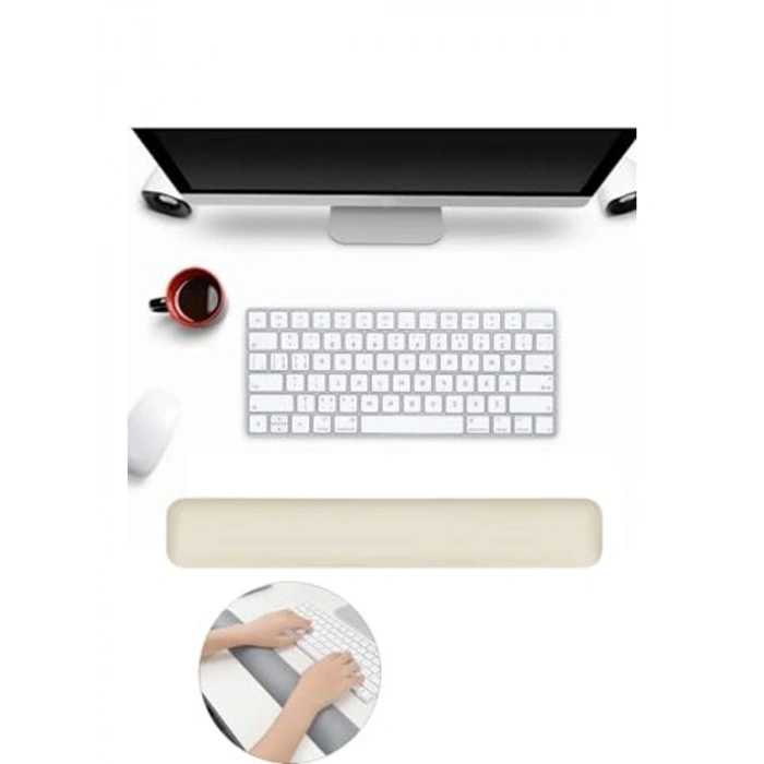 Krem Renkli Ergonomik Klavye Mouse Bilek Desteği