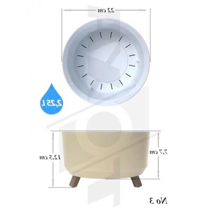 Krem Renkli Tripot Saksı, 2.25 Litre Kapasite ile Bitki Yetiştiriciliği