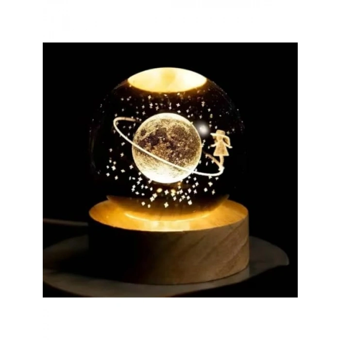 Kristal Renk Değiştiren LED Işıklı Gece Lambası, 8.5 cm