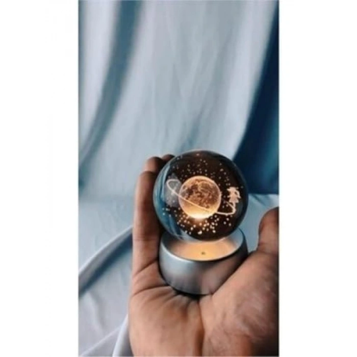 Kristal Renk Değiştiren LED Işıklı Gece Lambası, 8.5 cm