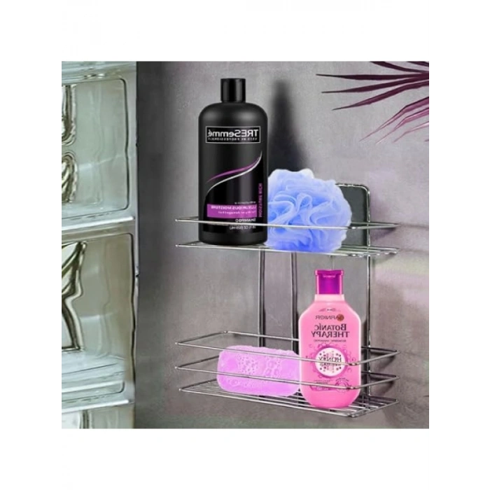 Krom 2 Katlı Banyo Duş Rafı - Şampuanlık ve Organizer