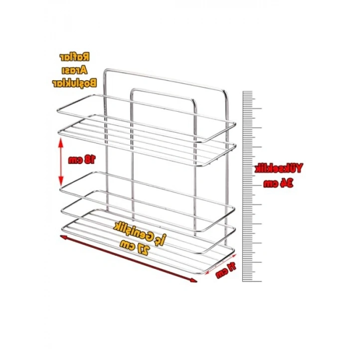 Krom 2 Katlı Banyo Duş Rafı - Şampuanlık ve Organizer