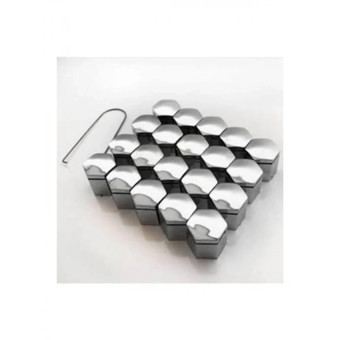 Krom Efekt Bijon Kapağı 17mm Uyumlu 20li Set