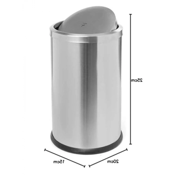 Krom Kaplama 9 lt Kapasite Çöp Kovası