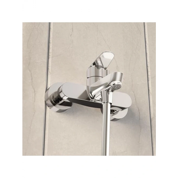 Krom Kaplama Banyo Bataryası, El Duşu ile Uzun Çıkış Ucu