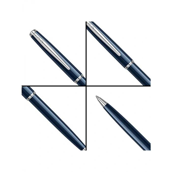 Krom Kaplama Lacivert Tükenmez Kalem