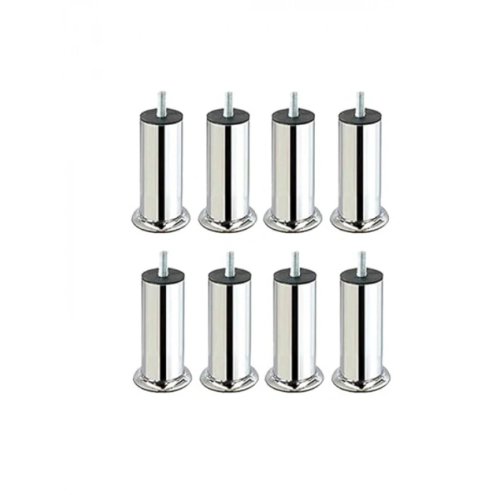 Krom Kaplama Metal Mobilya Ayağı, Civatalı, 8 Adet, 12 cm
