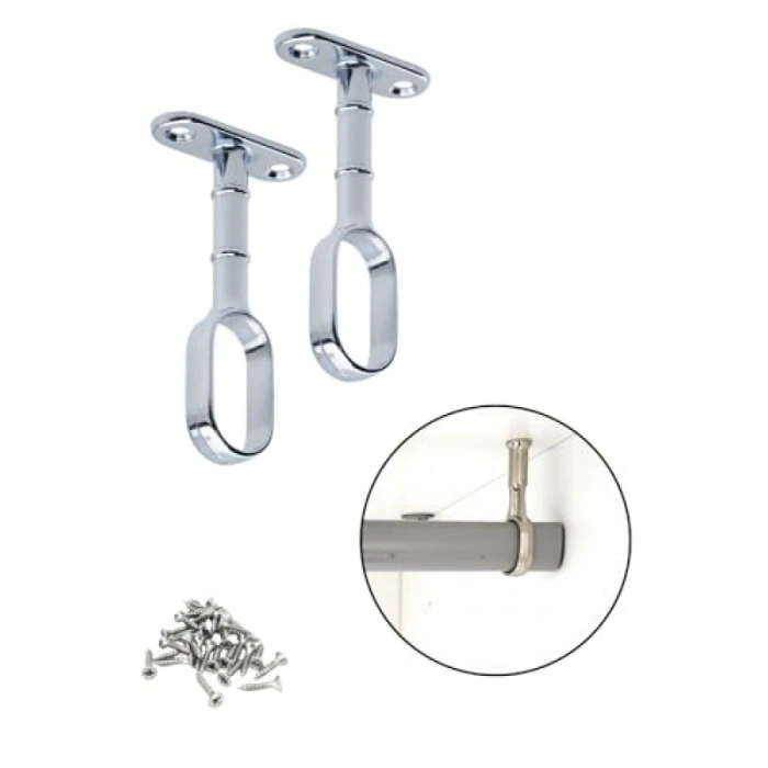 Krom Kaplama Oval Dolap Askı Flanşı - 2 Adet, Güçlü ve Dayanıklı