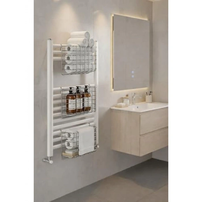 Krom Metal Banyo Rafı, Çok Amaçlı Düzenleyici Sepet