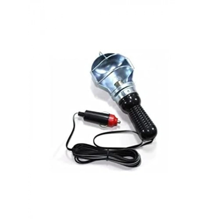 Krom Metal Kafesli Seyyar Lamba, 12V Enerji ile Çalışan