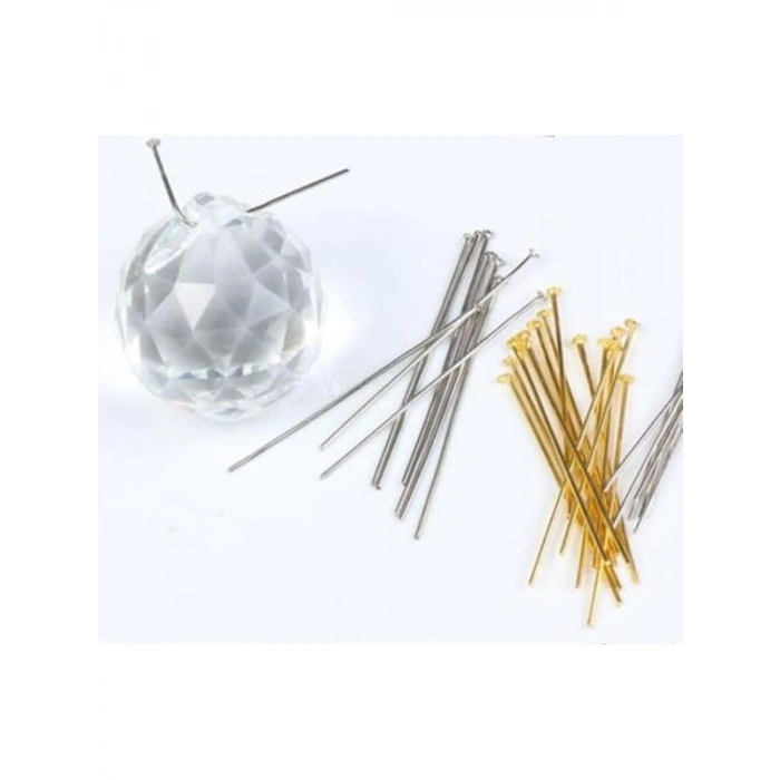 Krom Renkli Avize Taşı İğne, 50 Adet Paket