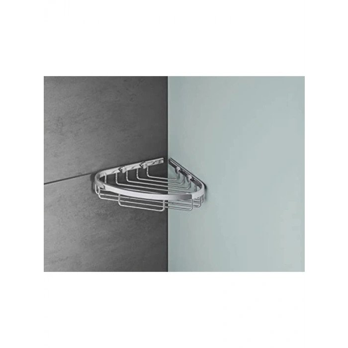 Krom Renkli Köşe Duş Sepeti - Pratik Duş Rafı