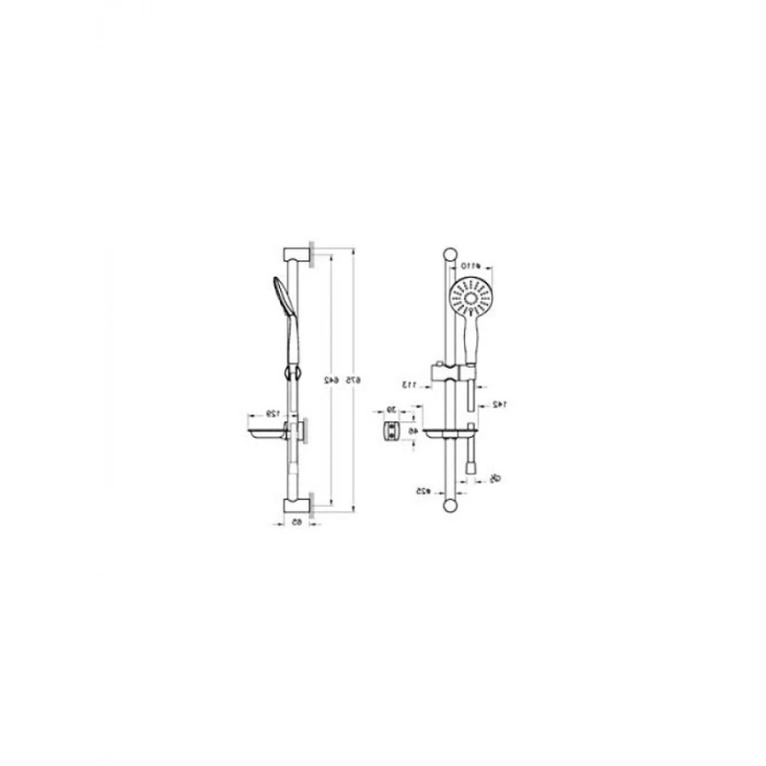 Krom Sürgülü El Duşu Takımı - 3F, 110 mm Çap