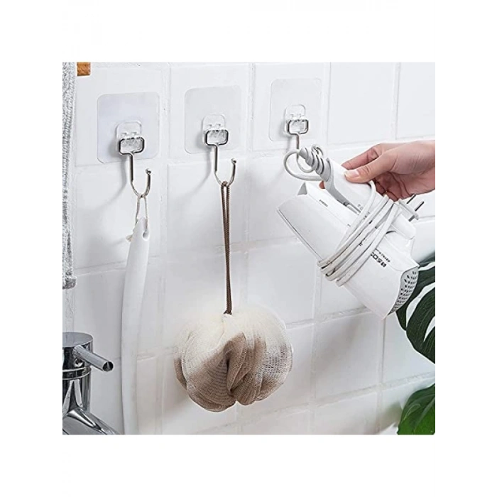 Krom Yapışkan Kancalar - Banyo ve Mutfak İçin 3 Adet