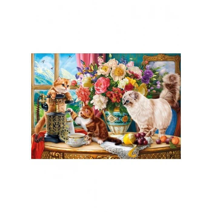 KS Games Family Cats Near The Window 1000 Parça Puzzle