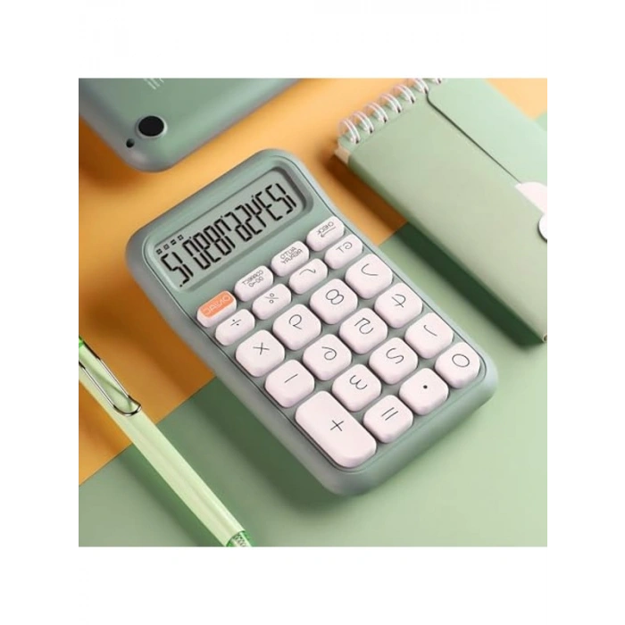 Küçük Boy 12 Haneli Hesap Makinesi, Mint Yeşili Renk ile Kullanışlı Tasarım