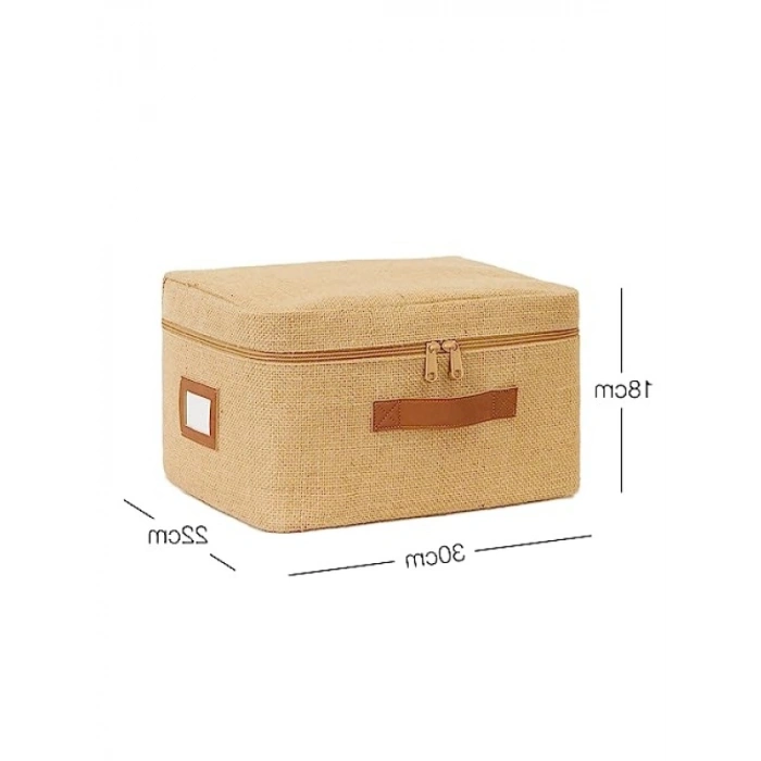 Küçük Boy Jüt Kumaş Hurç (30 x 22 x 18 cm)