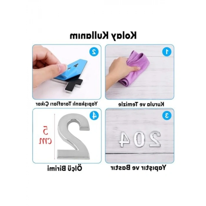 Küçük Boy Yapışkanlı Kapı Numarası - 50 mm