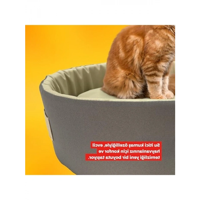 Küçük Irk Köpek Yatağı ve Kedi Yatağı Antrasit Bej 45 cm