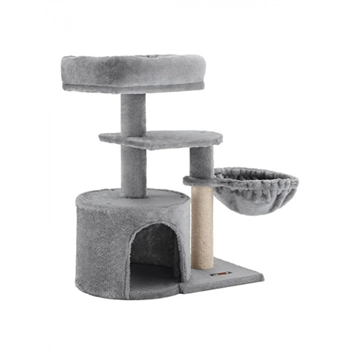 Küçük Kedi Ağacı Tırmalama Direği, 68 cm Açık Gri Renk