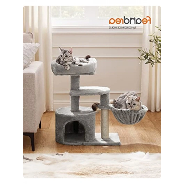 Küçük Kedi Ağacı Tırmalama Direği, 68 cm Açık Gri Renk