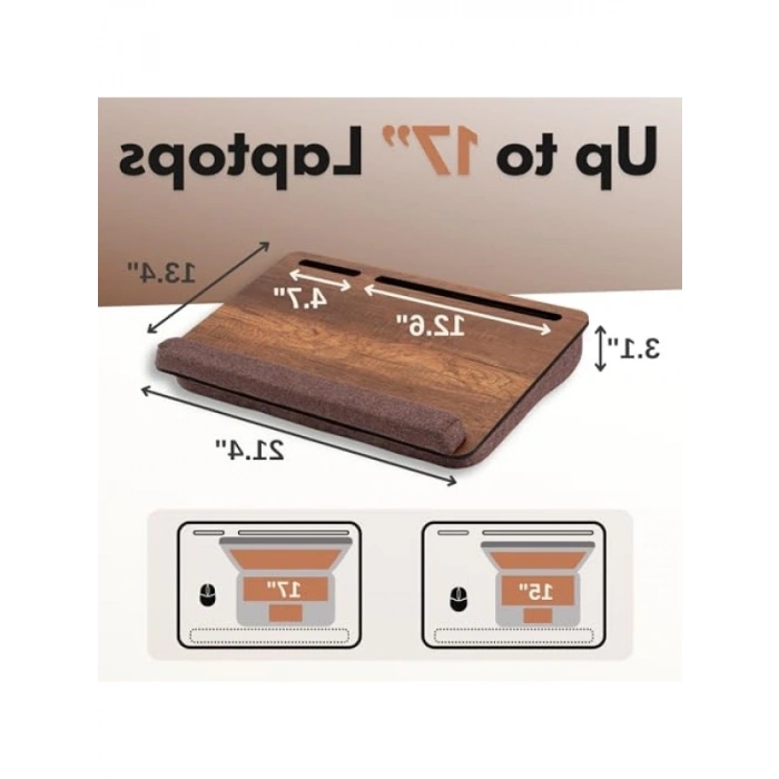 Kullanışlı Minderli Laptop Sehpası - Ceviz Desen